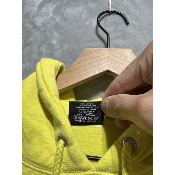 Stussy Sport Hoodie Small‎ Yellow Pullover Sweatshirt Bold Logo Streetwear - Picture 4 of 10